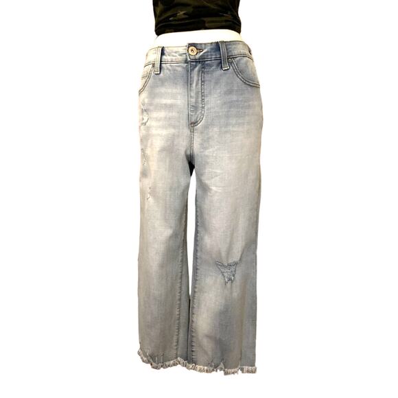 INC INTERNATIONAL CONCEPTS Blue High Rise Wide Leg Crop Denim Jeans sz 8 (NWT) - Picture 1 of 10